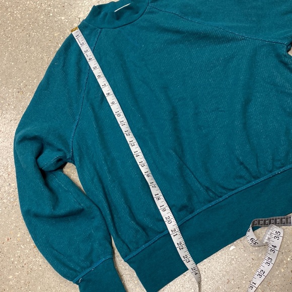 Universal thread high mock neck drop shoulder sleeve sweatshirt teal color sz S - Picture 2 of 4